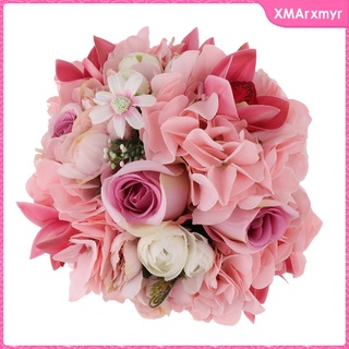 Pink-Artificial Bridal Bouquet Flower Wedding Party Flower Girl Supply Decor