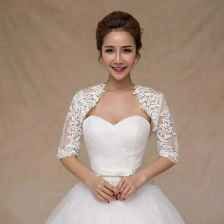 2021 nuevo vestido de novia vestido de novia chal estilo coreano flor de encaje verano media manga delgada pequeña capa para las mujeres