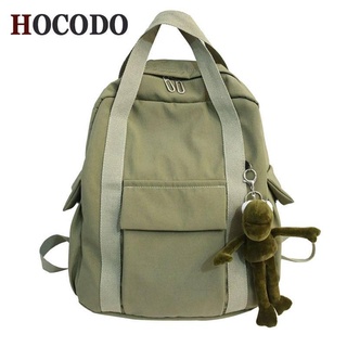 HOCODO-mochila de nailon impermeable para mujer, morral escolar Simple para adolescentes, bolsa de viaje de hombro, Color sólido (6)