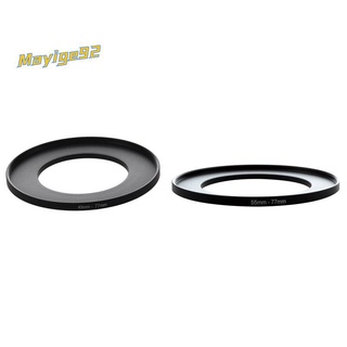 2 piezas de filtro de lente de cámara, adaptador de anillo de paso hacia arriba, adaptador de anillo de filtro de cámara de metal negro, 49 mm-77 mm y 55 mm-77 mm