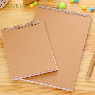 ESSINGER Students Notebook Khaki Notepad Sketchbook Pencil Drawing Spiral Coil School Supplies Stationery Kraft Paper Cover Kids Inner Blank