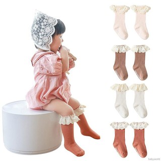 Babyshow calcetines largos suaves De algodón con encaje hasta la rodilla Para bebés/niñas
