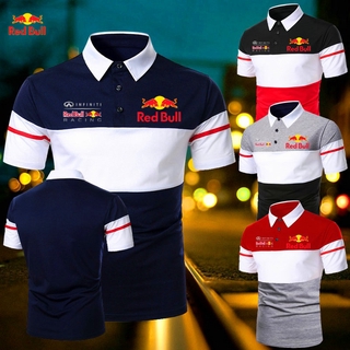 2021 Verano Nueva Moda Polo Camisetas Hombres Solapa Camisas Red Bull Racing Logo Impreso Adolescente
