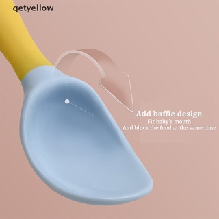 Qetyellow Silicone Spoon Utensils Auxiliary Food Toddler Learn To Eat Training Bendable CO