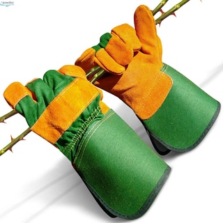 1 par de guantes de cuero para jardinería, a prueba de espinas, de doble capa (2)