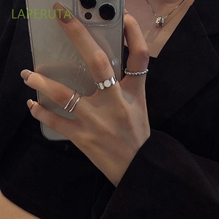 LAPERUTA regalos anillos de apertura Vintage moda joyería anillos conjuntos 3 piezas mujeres niñas coreano redondo geométrico aleación anillos de dedo/Multicolor