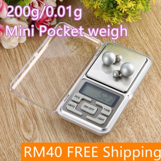200g/0.01g mini pantalla digital bolsillo gema balanza de pesaje
