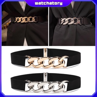 watchatory moda elástico cinturones ajustables decorativos cintura correa mujer ropa decoración punk cintura cinturones estiramiento/multicolor