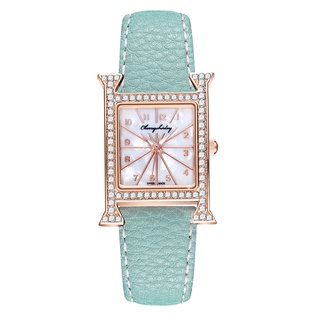 cherryshirley moda popular señoras casual reloj de cuarzo correa de cuero reloj