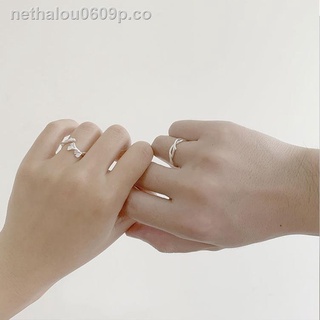 [en stock] anillo amante novias anillo mujer token pareja anillo simple par de estudiantes hermanas bosque ginkgo hoja de plata esterlina joyería salvaje