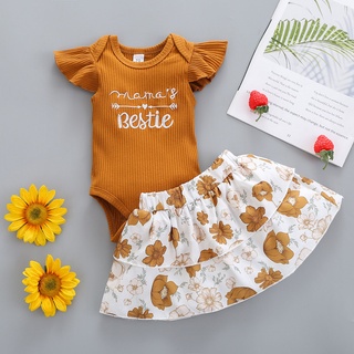 followus1*_- Newborn Baby Girls Ruffle Letter Ribbed Tops+Flower Tiered Skirts Outfits Set (1)