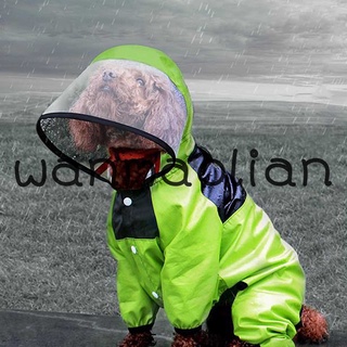 Wanmaolian impermeable impermeable cachorro mascota perro cuero sintético impermeable abrigo chaqueta para Rainy