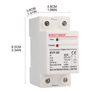 goul 230v ac 40a din rail recovery over under voltage protector dispositivo auto-reajuste
