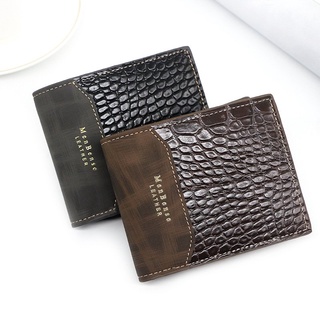 ❤Nueva cartera corta de los hombres de la moda Casual bisagra bronceado impreso cartera de los hombres Multi-tarjeta monedero monedero cartera