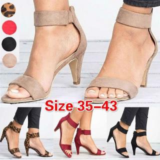 Sandalias De tacón Alto con cremallera para mujer De verano para mujer talla grande 35-43 zapatos