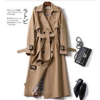 Jaqueta corta-vento feminina de comprimento médio 2021 primavera e outono nova versão coreana do casaco de tamanho grande e pequeno estilo britânico popular sobre os joelhos