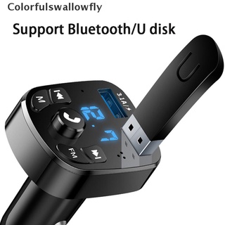 colorfulswallowfly versión bluetooth 5.0 transmisor fm kit de reproductor de coche tarjeta cargador de coche rápido csf