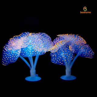 BH tanque de peces brillante medusas artificiales silicona simulada plantas acuáticas fluorescentes vívidas medusas decoración de acuario (5)