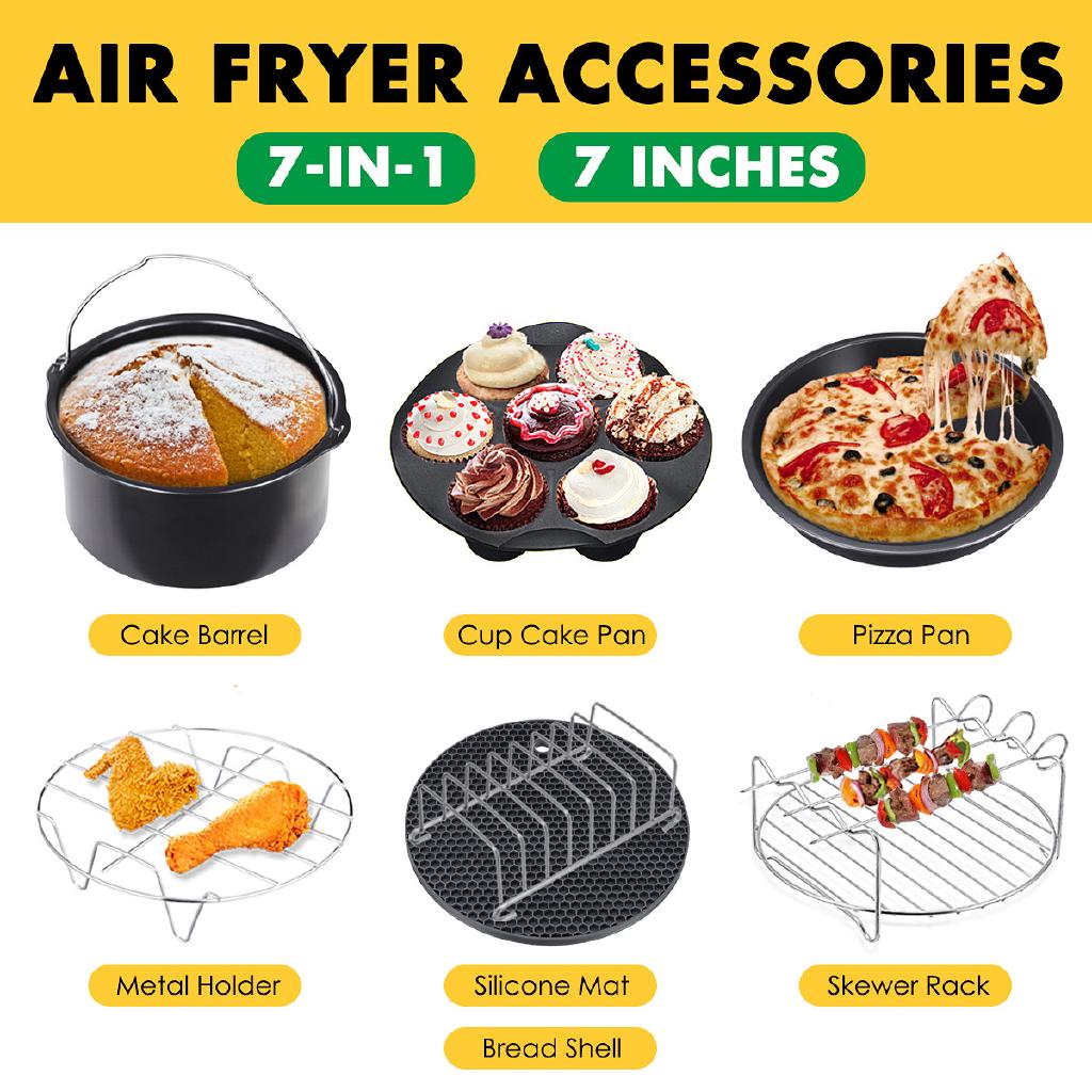 9Pcs 7" antiadherente freidora de aire barril de hornear Pizza titular accesorios