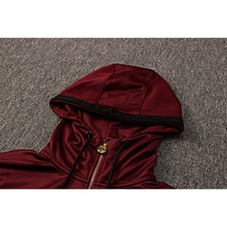 2021 / 22 PSG Paris Date Red Long Sleeve hooded Long Zip Training Dress Jacket, Adult Long Sleeve Soccer Training Dress Set. (4)