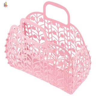 cesta de almacenamiento de lavado hueco para baño, extraíble, cesta de plástico, cesta de baño, cesta de almacenamiento familiar, color rosa