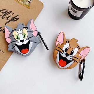 ALISOND1 for Airpods pro Cat&Mouse Design Earphone Cases with Keyring Mouse Airpods Cover Tom&Jerry Airpods Cover Cartoon Character Cute Airpods Case Protective Case for Airpods 1 2 Airpods Accessories Cat Airpods Cover/Multicolor (2)