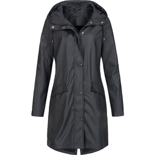 Tt2 chaqueta larga con capucha para mujer/funda De lluvia/Resistente al viento/color sólido (6)