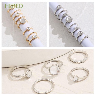 HERED 8Pcs Party Ring Women's Fashion Jewelry Joint Ring Round Stone Transparent Color Contrast Simplicity Valentine's Day Gift Vintage Gold/Multicolor