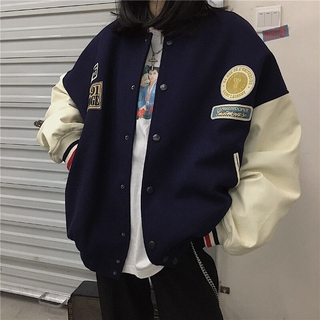 Harajuku mujeres Casual suelto béisbol uniforme moda chaquetas (1)