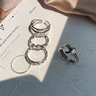 1 juego de anillos irregulares de estilo punk, anillos de imitación de perlas vintage, anillos de apertura geométrica, minimalismo, personalidad, anillos de dedo (7)
