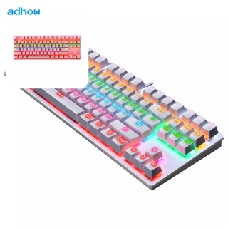 adhow k550 87 teclas usb con cable rgb retroiluminación azul interruptor teclado mecánico para juegos