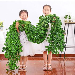 2m hojas de hiedra verde artificial enredadera de vid plantas colgantes/decoración de seda guirnalda de flores falsas