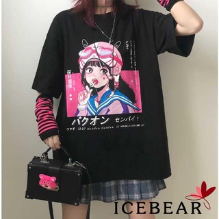 Ice-women verano suelto camiseta adultos dibujos animados personaje impresión manga corta cuello redondo jersey
