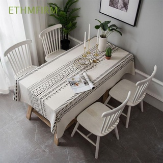 ethmfirm decoración del hogar mantel a prueba de polvo cubierta de mesa de comedor mantel restaurante impermeable negro y blanco algodón lino bohemio