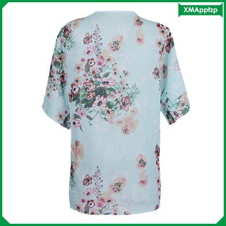 mujer\\\\'s boho beach cover up kimono cardigan estampado floral blusa chal top