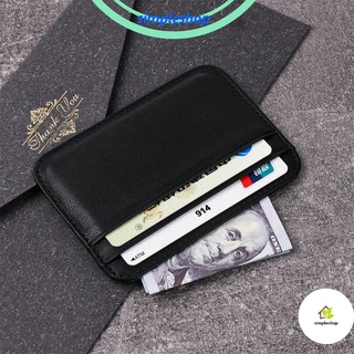 Simple para hombre titular de la tarjeta de identificación suave cartera de la tarjeta de crédito caso de piel de oveja genuino Mini cuero delgado bolso (1)