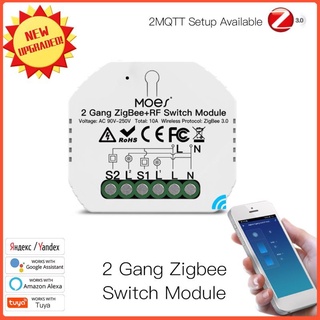 Nuevo Tuya zigbee 3.0 Smart Light Switch Módulo De Relé 2 Gang + rf Trabajo Remoto Con Alexa Google Home bommmm1
