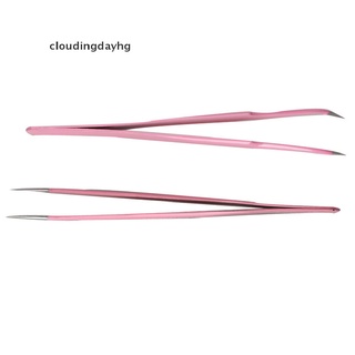 cloudingdayhg 2 piezas de acero rosa recto + pinzas de curva para extensiones de pestañas arte de uñas pinzas productos populares (5)
