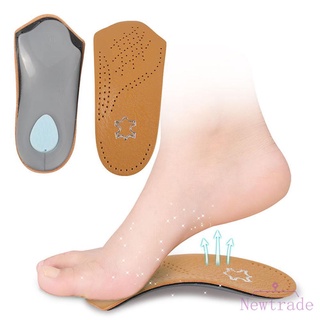 Bolsas de las mujeres de los hombres de cuero ortopédico medio plantillas de pie plano arco apoyo deportes zapato almohadilla (1)