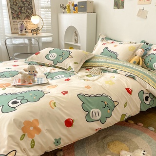 Cartoon cute dinosaur four-piece set washed cotton duvet cover single bed student sheets dormitory three-piece set beddi (2)
