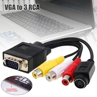 vga svga a s-video 3 rca av tv out cable adaptador convertidor para pc ordenador portátil