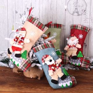 Árbol de navidad colgante de medias decoraciones/Xmas niños regalo de cilicio bolsa de caramelo decoración/3D Santa Claus alce muñeca colgante (1)