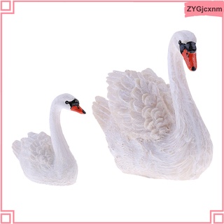 2 unids/set escultura de cisne vívido estatua de cisne para adornos del hogar decoración del jardín (2)