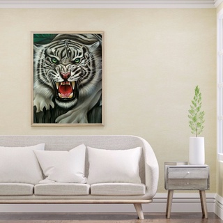 5d diy diamond pintura tigre animal completo redondo rhinestone kit de imagen de pared (6)