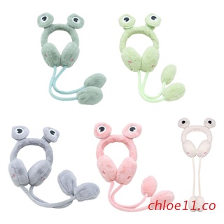 chloe11 padre-hijo invierno de dibujos animados orejeras con ojos de rana móvil felpa oreja cubierta calentador