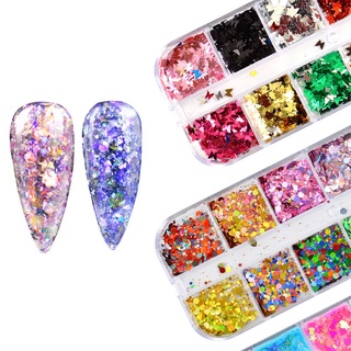 SEEBAUM Colorful Glitter Flakes Butterfly 3D Manicure Nail Art Sequins Flash Powder Hexagon Sparkles Paillettes UV Gel Polish Flake DIY Nail Art Decoration (7)