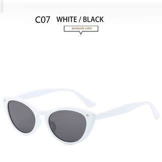 Moda Retro pequeño marco Cateye mujeres gafas de sol marca de lujo clásico al aire libre gafas de sol UV400 Sexy (7)