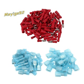 150 Pcs Insulated Female and Male Wire Connector Crimp Terminal Set, 100 Pcs Red & 50Pcs Blue