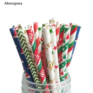 Abongsea/ 100 pajitas de papel de navidad copo de nieve pajita de bebida feliz navidad productos populares
