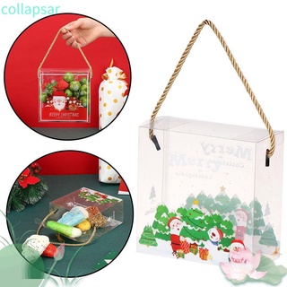 plegable apple caja de regalo de navidad caja de embalaje bolsa de regalo portátil transparente para galletas de caramelo pvc